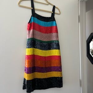 Multicolor Sequin Striped Alice and Olivia Dress